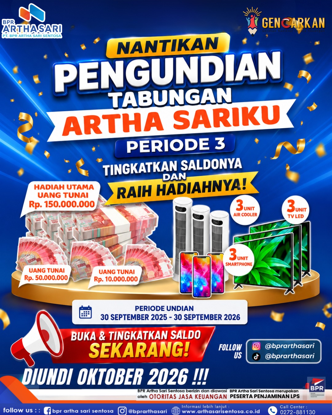 Tambahkan Saldo Tabungan Artha Sariku untuk peluang Menang Undian
